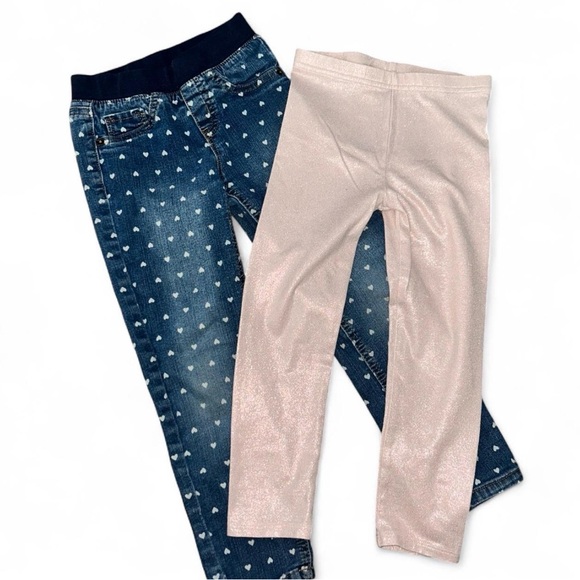 Cat & Jack Other - Cat & Jack Blue Heart Jeans and Shimmering Pink Leggings